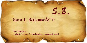 Sperl Balambér névjegykártya